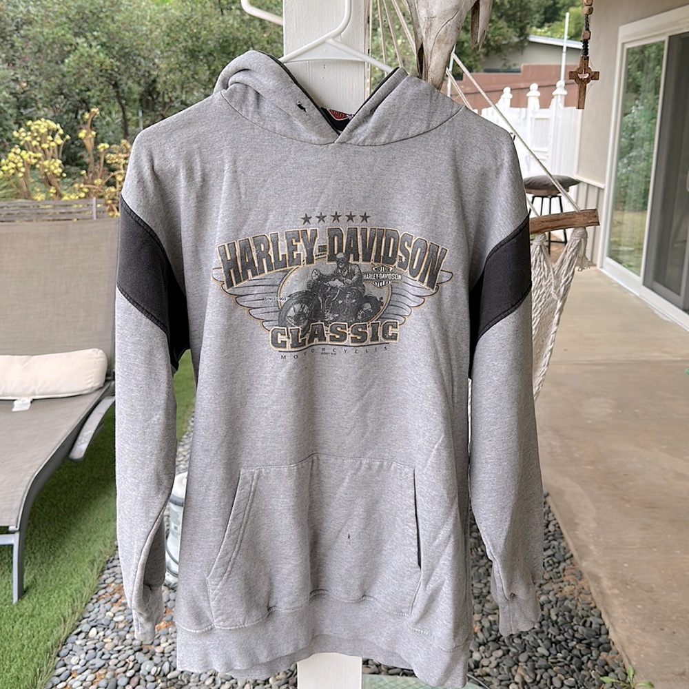 Vintage Authentic Harley Davidson Motorcycle  Hoodie Sweatshirt Medium Unisex